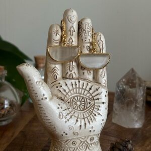 Chic Gold and White Geometric Earrings